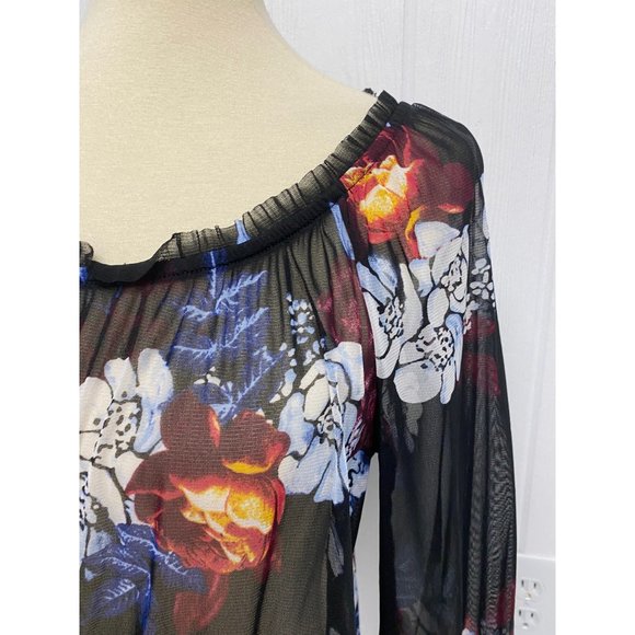 INC International Concepts women's top transparent floral size L - Picture 7 of 9